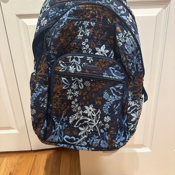 Vera Bradley Handbags - Vera Bradley Blue and Brown Floral Backpack